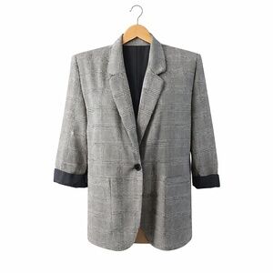 Tofy Oversized. Classic Gray Checkered Blazer. Small/ Med. Vintage Power Blazer